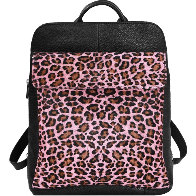 Pink Animal Print Leather Backpack, Ethical & Versatile from Sostter