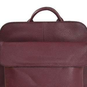 Plum Pebbled Leather Laptop Backpack with Front Pocket from Sostter