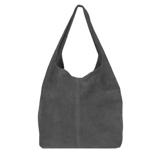 Silver Grey Italian Suede Hobo Shoulder Bag from Sostter