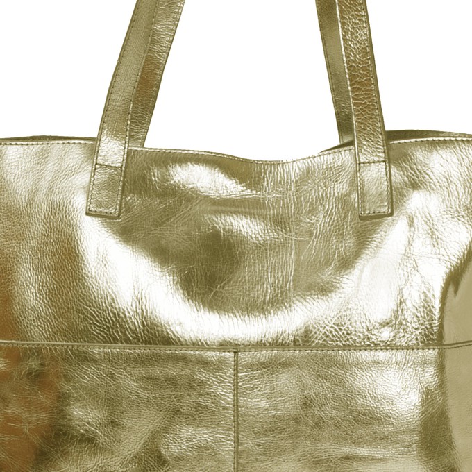 Gold Metallic Leather Tote from Sostter