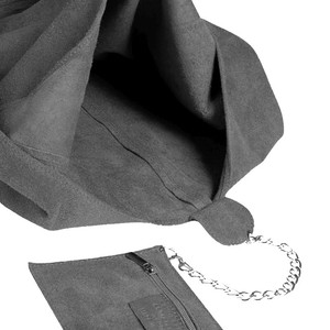 Silver Grey Italian Suede Hobo Shoulder Bag from Sostter