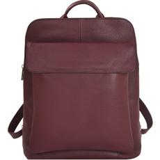 Plum Pebbled Leather Laptop Backpack with Front Pocket via Sostter