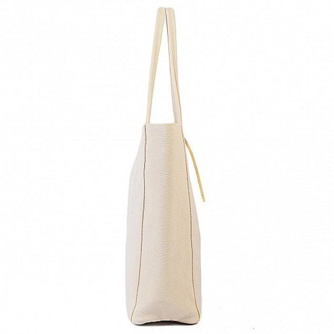 Ivory Pebbled Leather Tote Shopper from Sostter