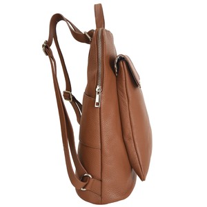 Tan Soft Leather Flap Pocket Backpack from Sostter