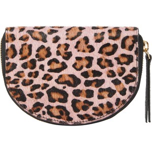 Pink Animal Print Leather Zip Around Half Moon Purse from Sostter