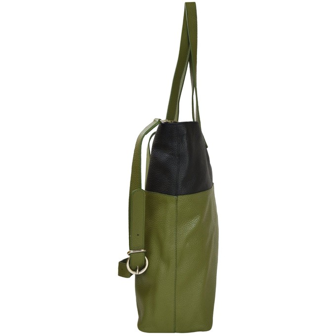 Olive And Black Two Tone Leather Tote from Sostter