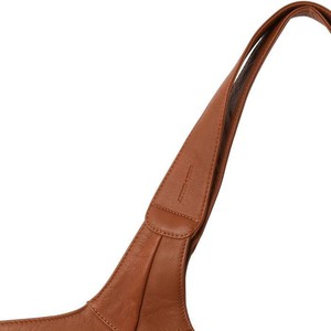 Tan Leather Tote Bag with Front Pocket & Zip Closure from Sostter