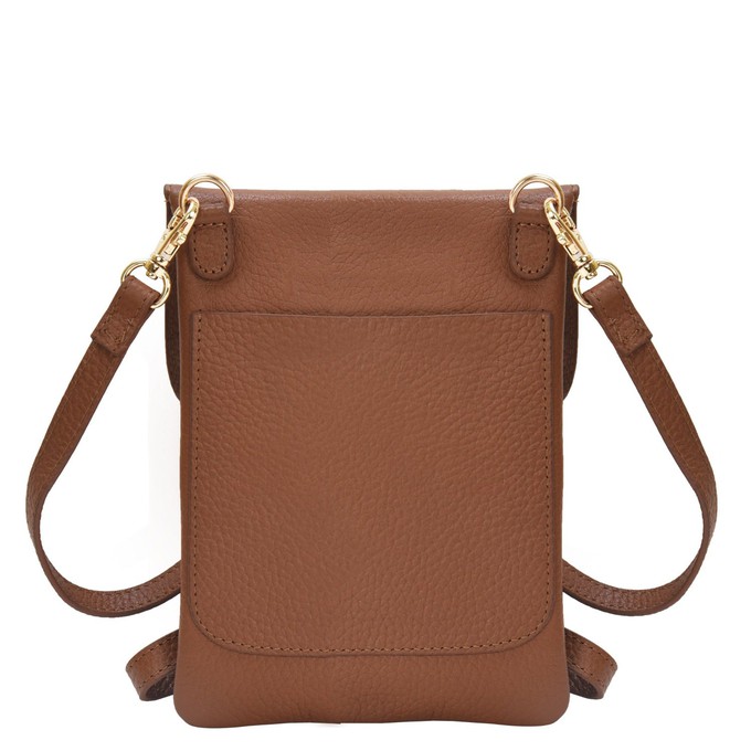 Ethical Tan Leather Crossbody Phone Bag, Adjustable Strap from Sostter