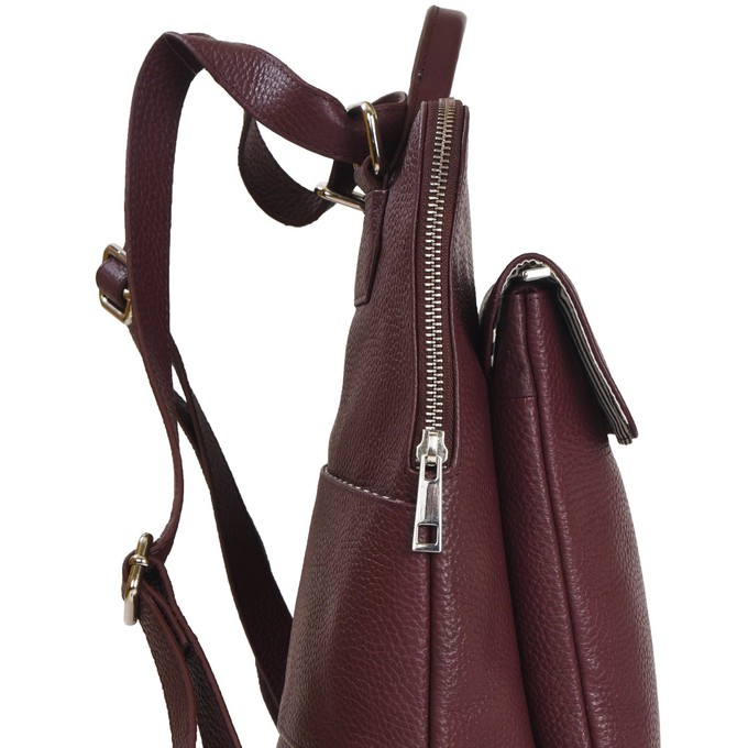 Plum Leather Flap Pocket Backpack from Sostter