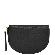 Black Leather Half Moon Purse with Gold Zip via Sostter