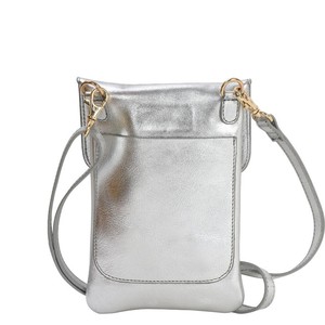 Silver Metallic Crossbody Mini Phone Bag from Sostter