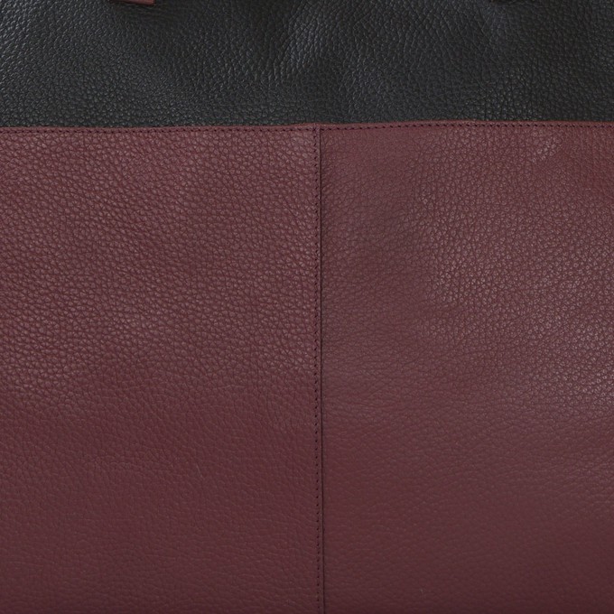 Burgundy Two Tone Horizontal Leather Tote from Sostter