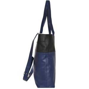 Blue Two Tone Horizontal Leather Tote from Sostter