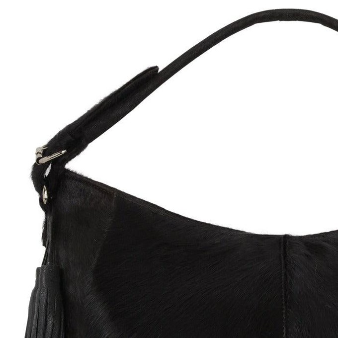 Black Leather Top Handle Grab Bag from Sostter