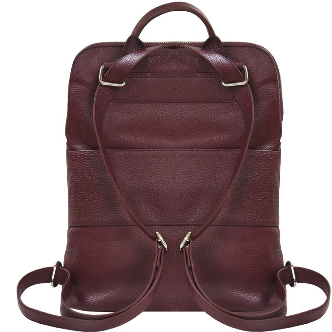 Plum Leather Flap Pocket Backpack from Sostter