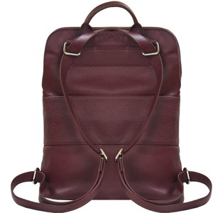 Plum Pebbled Leather Laptop Backpack with Front Pocket from Sostter