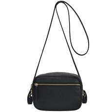 Black Convertible Leather Crossbody Belt Bag via Sostter