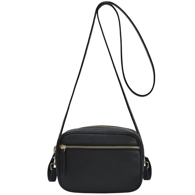Black Convertible Leather Crossbody Bag from Sostter