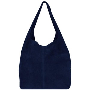 Navy Soft Suede Leather Hobo Shoulder Bag from Sostter