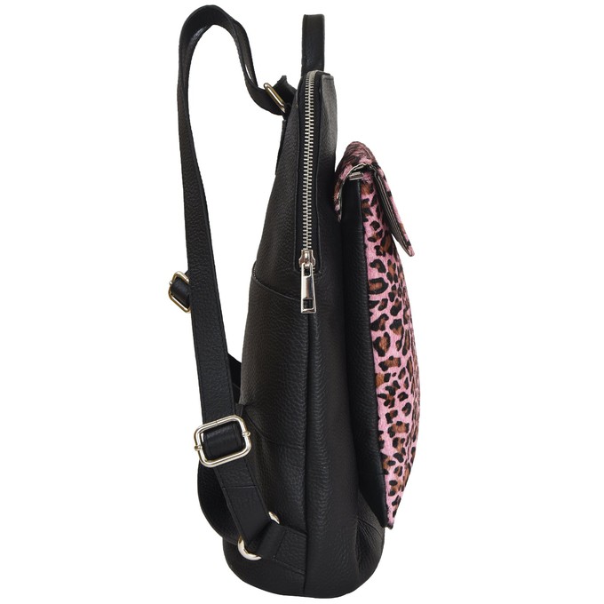 Pink Animal Print Leather Backpack, Ethical & Versatile from Sostter