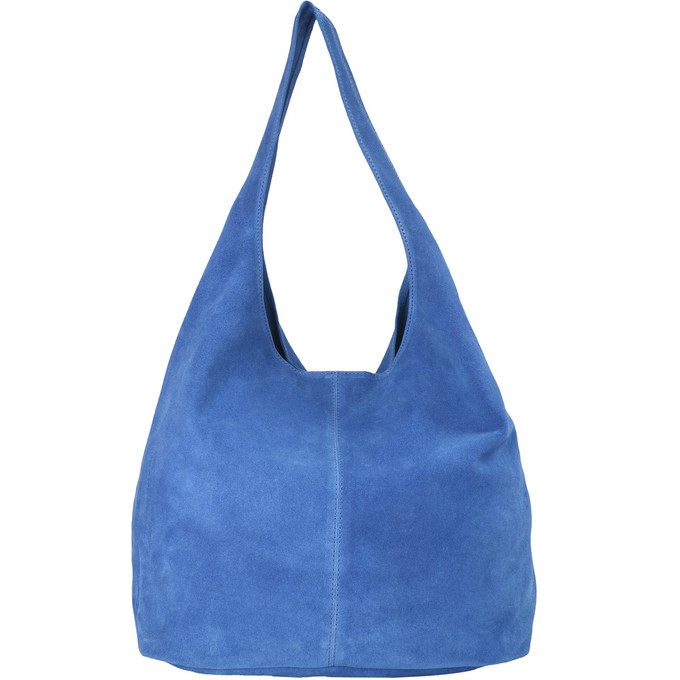 Cornflower Blue Suede Leather Hobo Boho Shoulder Bag from Sostter