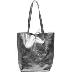 Pewter Metallic Leather Tote Shopper Bag via Sostter