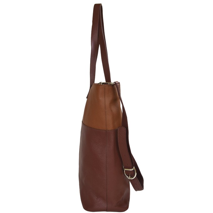 Chocolate & Tan Pebbled Leather Tote Bag - Large & Stylish from Sostter