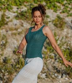 Florentina Rib Knitted Square Neck Tank Top – Teal Blue via STUDIO MYR
