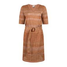 Himba Graphic Jacquard Linen Blend Knitted Dress With Belt - Brown/Neutrals Blend via STUDIO MYR