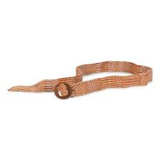 Himba Graphic Jacquard Linen Blend Knitted Belt With Wooden Buckle - Brown/Neutrals Blend via STUDIO MYR