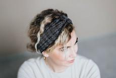 Raven Pied-de-Poule Jacquard Knit Merino Blend Hairband – Grey/Brown Blend | Studio Myr via STUDIO MYR