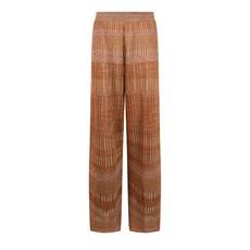 Himba Graphic Jacquard Linen Blend Knitted Palazzo Trousers - Brown/Neutrals Blend via STUDIO MYR