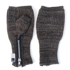 Sir Mens Fingerless Gloves Rib Knit Merino Blend With Sturdy Zippers - Grey Mix via STUDIO MYR