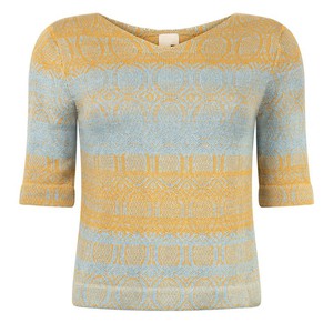 Denîmes Gradient Graphic Jacquard Cotton Jumper - Golden With Light Blue from STUDIO MYR