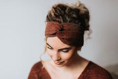 Ginger Pied-de-Poule Jacquard Knit Merino Blend Hairband – Rust Brown Blend | Studio Myr via STUDIO MYR