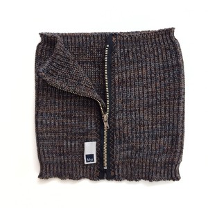Sir Rib Knit Merino Blend Cowl with Zipper – Grey Mix from STUDIO MYR