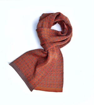 Ginger Pied-De-Poule Jacquard Knit Merino Blend Scarf - Brown/Beige Blend from STUDIO MYR