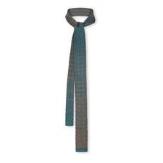 Teal Gradient Graphic Jacquard Knitted Cotton Tie - Teal With Taupe via STUDIO MYR