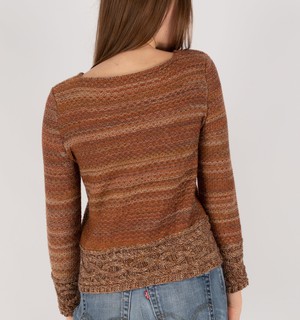 Ginger Merino Blend Tweed Knit Jumper With Cable Details - Brown Blend from STUDIO MYR