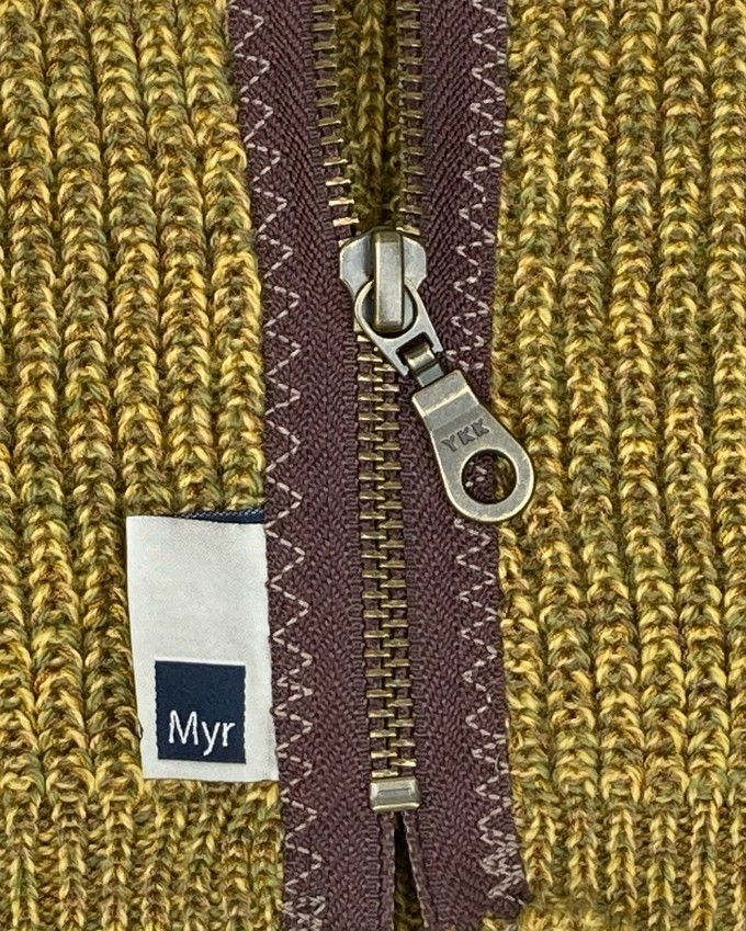 Earl Rib Knit Merino Blend Cowl Scarf with Zipper – Mustard Ochre Blend from STUDIO MYR