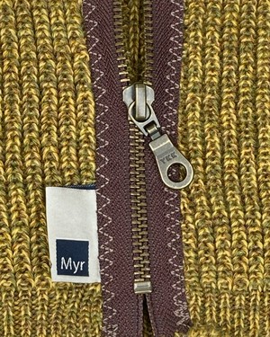 Earl Rib Knit Merino Blend Cowl Scarf with Zipper – Mustard Ochre Blend from STUDIO MYR