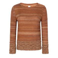 Ginger Merino Blend Tweed Knit Jumper With Cable Details - Brown Blend via STUDIO MYR