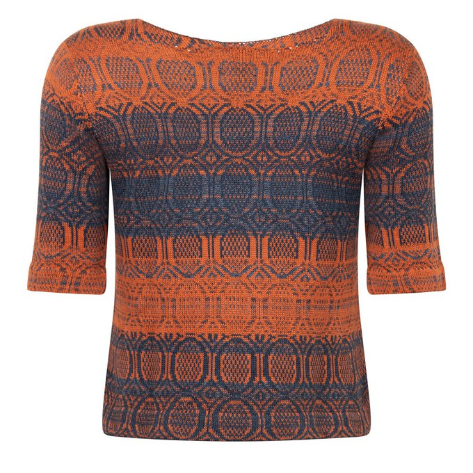 Denîmes Gradient GraphicJacquard Cotton Jumper - Indigo Blue With Rust Brown from STUDIO MYR