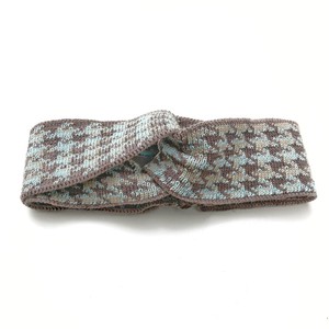 Fair Pied-De-Poule Jacquard Knit Merino Blend Hairband - Beiges With Blue from STUDIO MYR