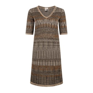 Dogon Tribal Jacquard Linen Blend Knitted Dress With Belt - Black/Neutrals Blend from STUDIO MYR