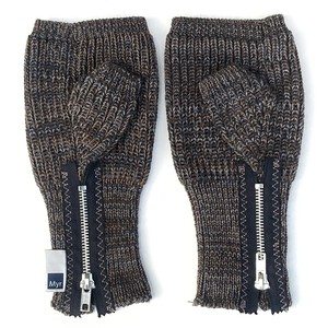 Sir Mens Fingerless Gloves Rib Knit Merino Blend With Sturdy Zippers - Grey Mix from STUDIO MYR