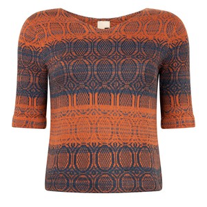 Denîmes Gradient Graphic Jacquard Cotton Jumper – Indigo Blue/Rust Brown from STUDIO MYR