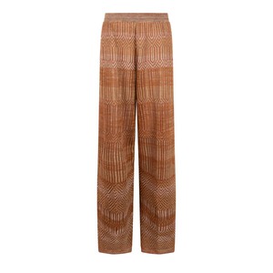 Himba Graphic Jacquard Linen Blend Knitted Palazzo Trousers - Brown/Neutrals from STUDIO MYR