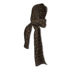 Vittoria Luxurious Hooded Scarf in Double Knit Velvet & Merino Blend - Black/Antique Golden via STUDIO MYR