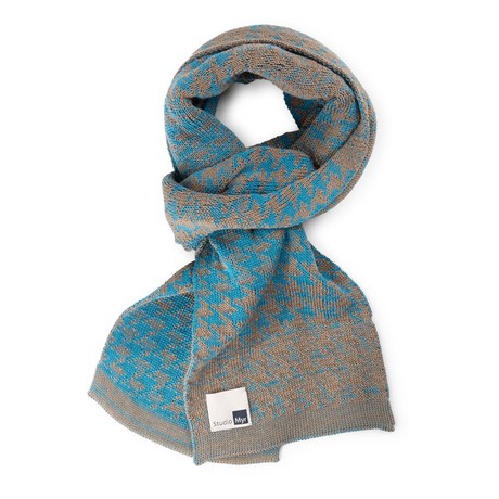 Teal Gradient Graphic Jacquard Knit Cotton Scarf - Teal Blue With Warm Grey from STUDIO MYR